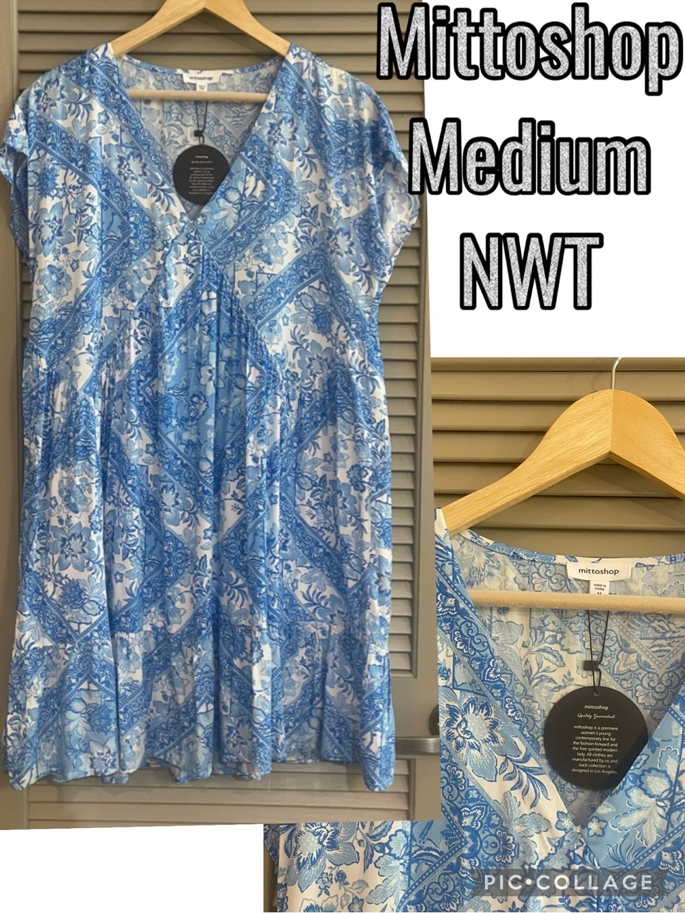 Mittoshop Lightweight Blue Printed Dress